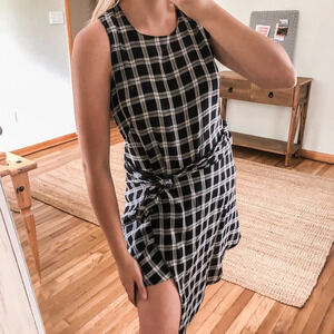 Rag & Bone Black White  Plaid Tunic Sleeveless Mini Dress ALTERED
